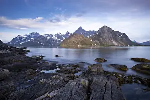 Landscape with sea and mountains on the Lofoten Islands