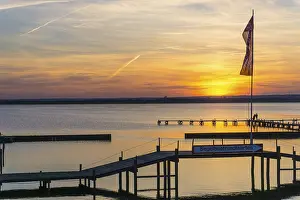 Landscape in Springtime at the Dummer lake in Germany at sunset<br> Landscape in Springtime at the D