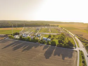 Landscape with transformer station and roads
