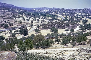 Landscape view countryside around Choirokoitia, Cyprus, Europe 1973, Europe