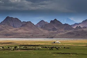 Landscape of Western Mongolia. Mount Tsambagarav