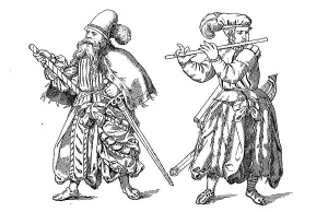 Landsknechte in Pluderhosen, a very wide cut trousers