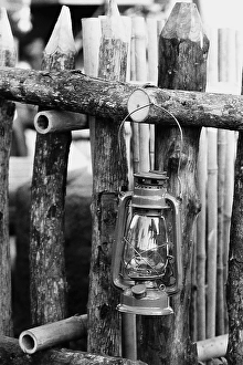 Lantern and fence display in restaurant Mumbai Maharashtra India Asia 1982
