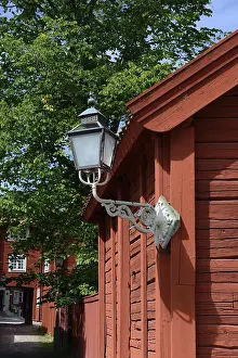 Lantern on wooden house, Scandinavia