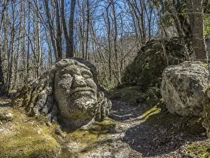 Large face made of tufa in the forest Falanga