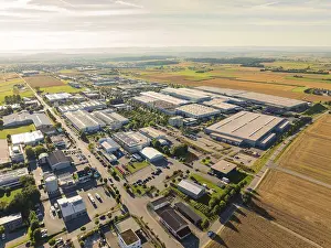 A large industrial area with factories