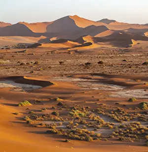 Large red sand dunes in the Namib Desert