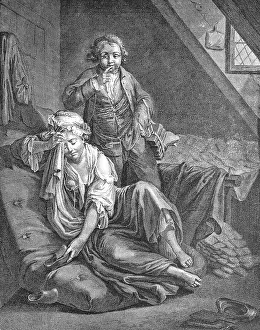 Late regret, copper engraving by Halbou, 1710
