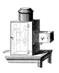 Laterna magica, magic lantern or skiopticon is a projection device that was widely used throughout Europe from the 17th