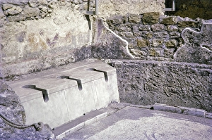 Latrines toilets at Roman villa, Romana del Casale, Piazza Armerina, Sicily, Italy, Europe 1969 early 4th century AD, Europe