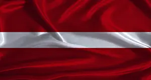Latvia flag with cloth textured background