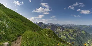Category Mountain Landscapes Prints: Laufbacher Eck-Weg, a panoramic high-altitude trail from the Nebelhorn into the Oytal
