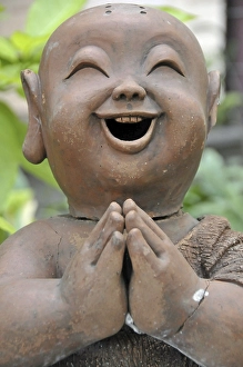 Laughing monk made of clay, Thailand, Asia