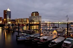 Launches in the harbour of Speicherstadt