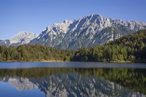 Lautersee with Karwendel mountains in autumn