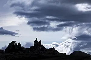 The lava field Berserkjahraun in front of a dramatic sky
