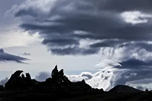 The lava field Berserkjahraun in front of a dramatic sky
