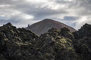 Lava field in front of colourful rhyolite mountain Brennisteinsalda