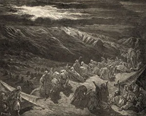 Law given to Moses at Sinai, woodcut by Gustave Dore