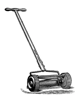 Lawnmower, historical illustration