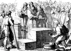 Laying the foundation stone of the temple