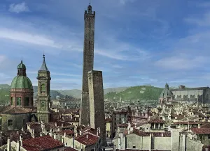 The two leaning towers Garisenda and Asinelli in Bologna
