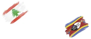 Lebanon and Eswatini Flags on White Background