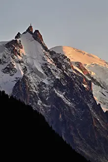 From left: snow-covered Aiguille du Midi