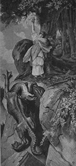 The legend of Drachenfels, woodcut 1888