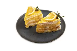 Lemon cake isolated on white background