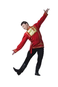 Full length portrait of dancer dance in russian costume