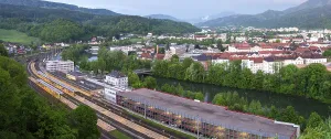 Leoben railway station, panoramic view