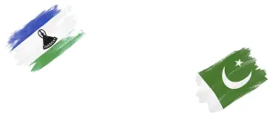Lesotho and Pakistan Flags on White Background
