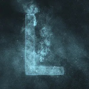 Letter L alphabet symbol. Space Letter