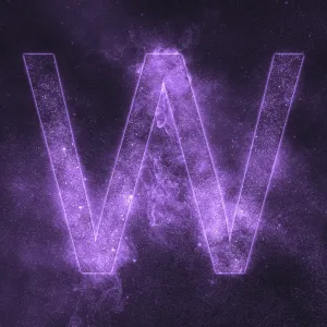 Letter W alphabet symbol. Space Letter