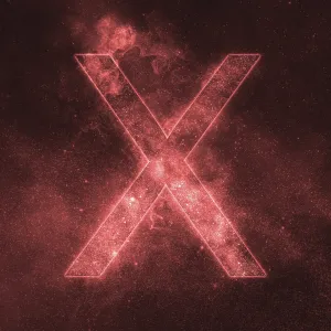 Letter X alphabet symbol. Space Letter