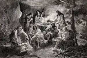 Life of pre-historic cavemen
