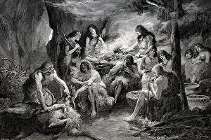 Life of pre-historic cavemen