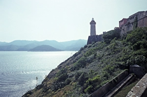 Lighthouse Faro del Forte Stella, lighthouse of Portoferraio, built in 1548 Island of Elba, Italy in 1999