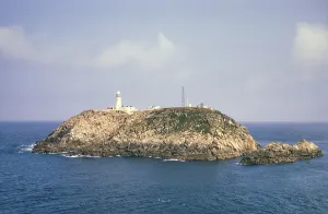 Lighthouse on Round Island, Isles of Scilly, Corwnall England, Uk 1975