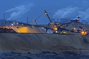 Lignite opencast mine at night