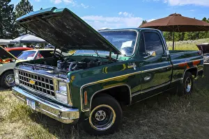 Lincoln, MT, USA - July 26, 2019: An old well maintained customized off-road Chevrolet Silverado