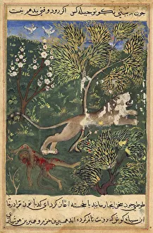 The lion, suspecting the monkey's treachery