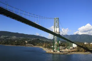Lions gate bridge constructed in late 1930 national historic site over river, Canada, North America