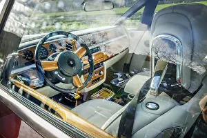 Category Oldtimer Prints: Lisbon, Portugal, Jan 20, 2024: Interior of luxury Rolls-Royce Phantom Drophead Coupe car through door window