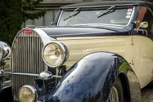 Lisbon, Portugal - Oct 15, 2023: Close view of original two-tone