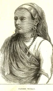 Lithographic portraits Pars ee woman I L News 13 November 1875, India, As ia