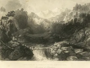 Lithographs Cros sing by sancha near Jumnootree Jamunotri Yamunotri Mountains of Himalaya, Uttaranchal, India, As ia