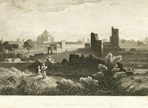 Lithographs Tomb of Humaioon or Humayun, Delhi, India, Asia