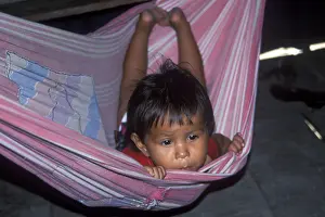 Little child in hammock, village of Pantoja near Iquitos
